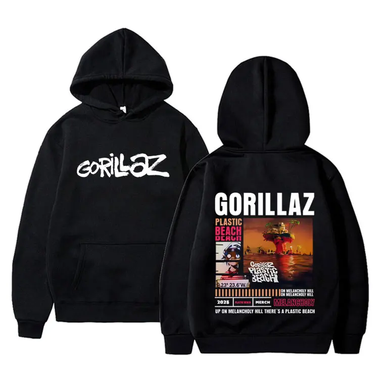 Rock Band Gorillaz The Mountain Tour 2026 Hoodie Men Women Retro Rock Punk Streetwear Male Fashion Oversized Pullover Hoodies