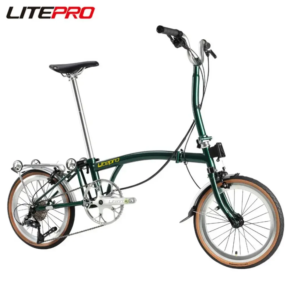 

Litepro Steel Frame Bike 16Inch External 9 Speed Tri-fold Folding Bicycle Straight M Handlebar