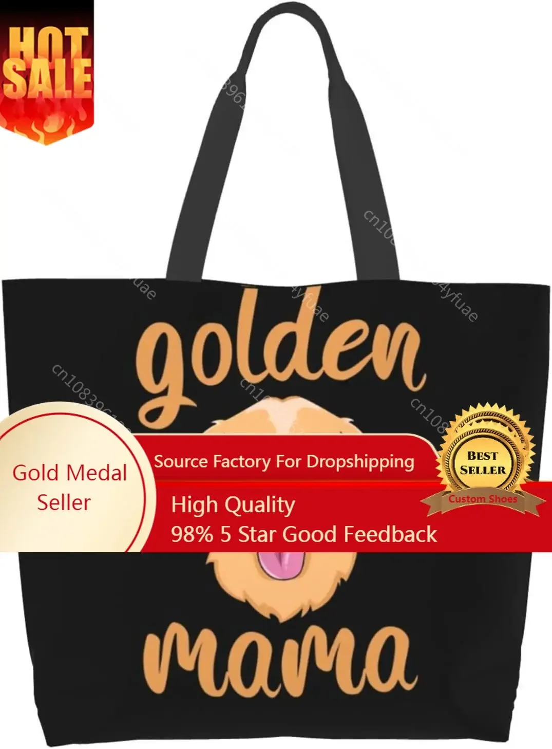 

Golden Retriever Mom Tote Bag Shopping Waterproof Handbag Shoulder Bag Large Capacity Unisex