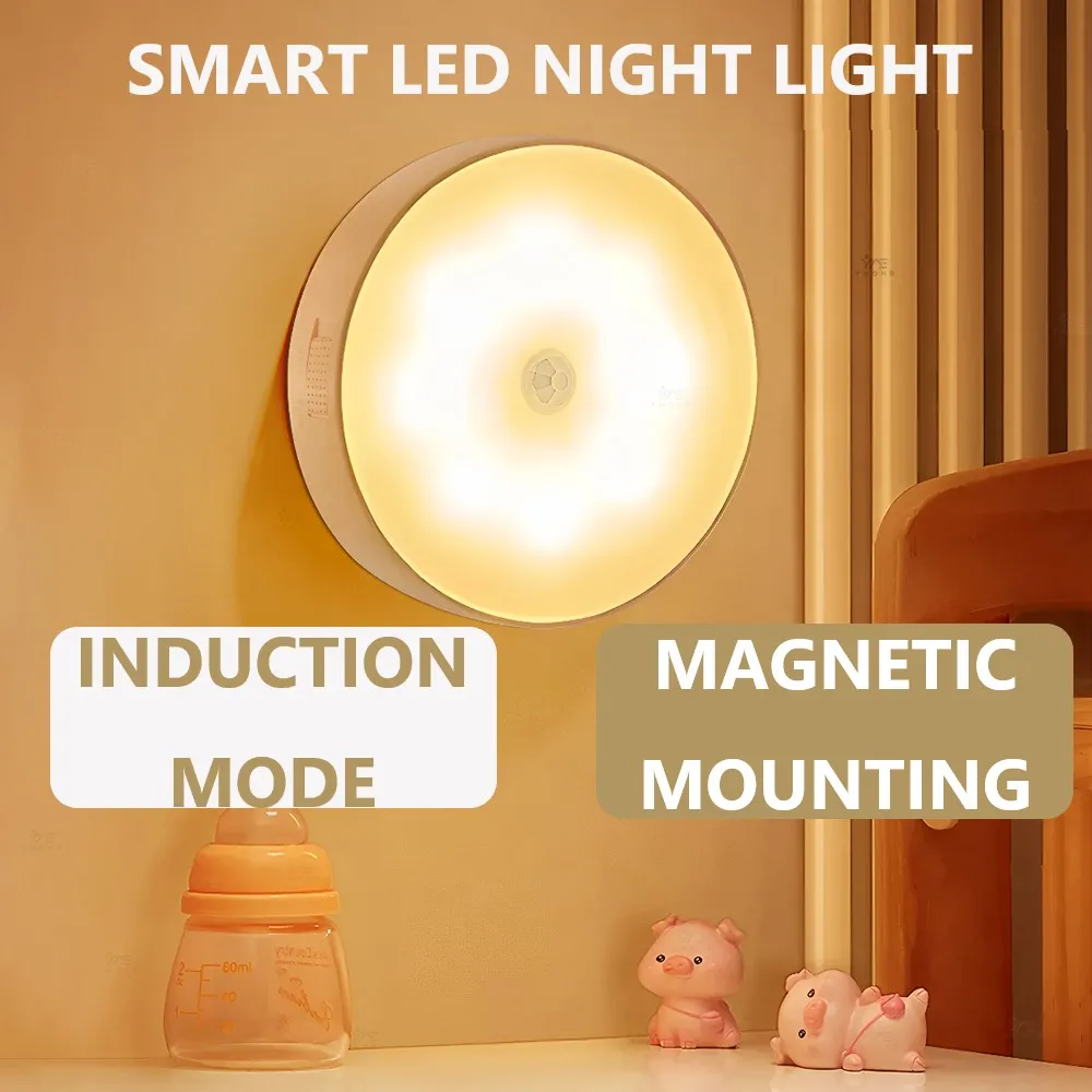Magnetic Mounting Smart Night Light With Human Body Sensor Wall Lamp Wireless Sensor Light Room Decoration LED Lights For Home