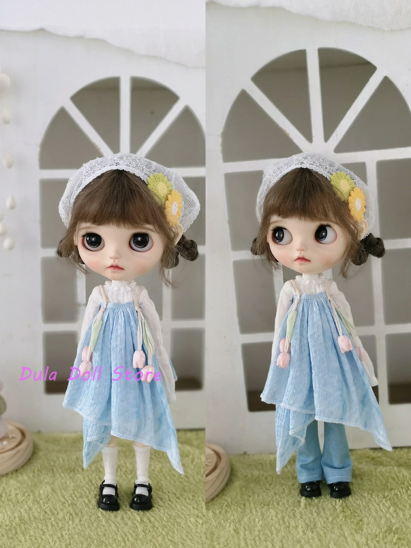 

Dula Doll Clothes Dress Tulip sundress jeans long sleeve set for Blythe Qbaby ob24 ob22 Azone Licca ICY JerryB 1/6 Bjd Doll