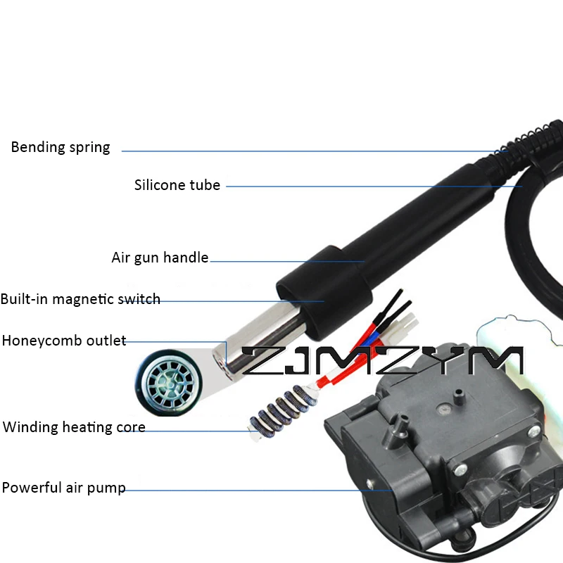 Stazione di saldatura per pistola ad aria calda con pompa ad aria SMD 850A + strumenti di saldatura elettronica per PCB ad aria diretta forte