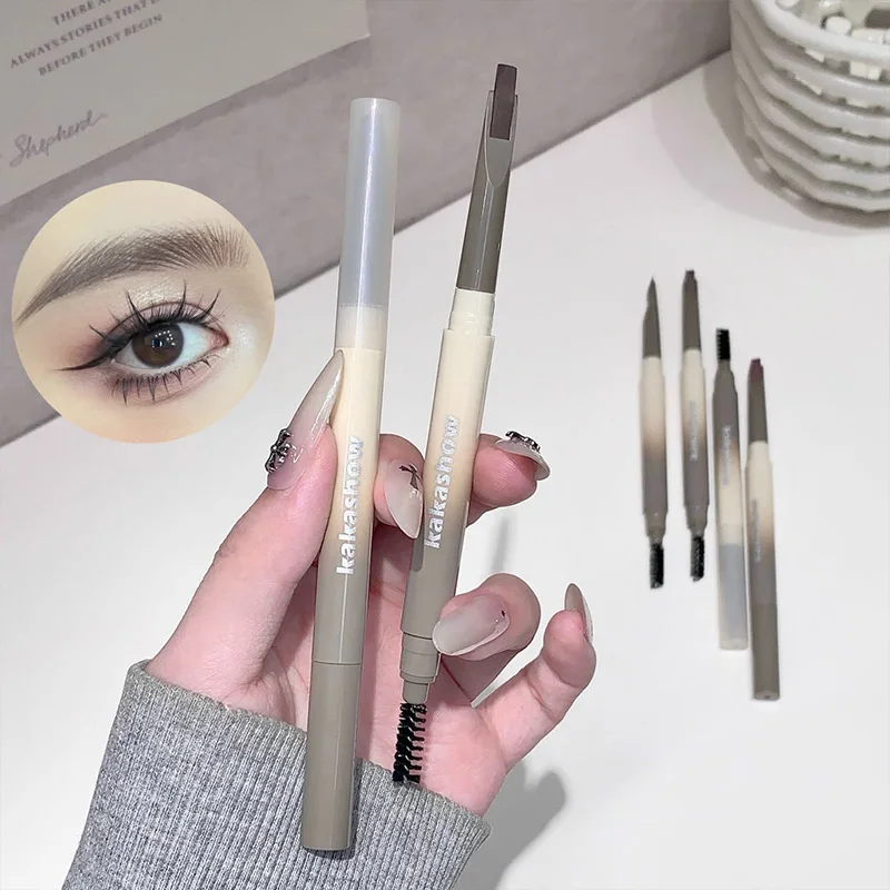 Kakashow Augenbrauenstift mit Augenbrauenpinsel, doppelköpfiger leichter Augenbrauen im koreanischen Stil, wasserfestes und langanhaltendes Make-up