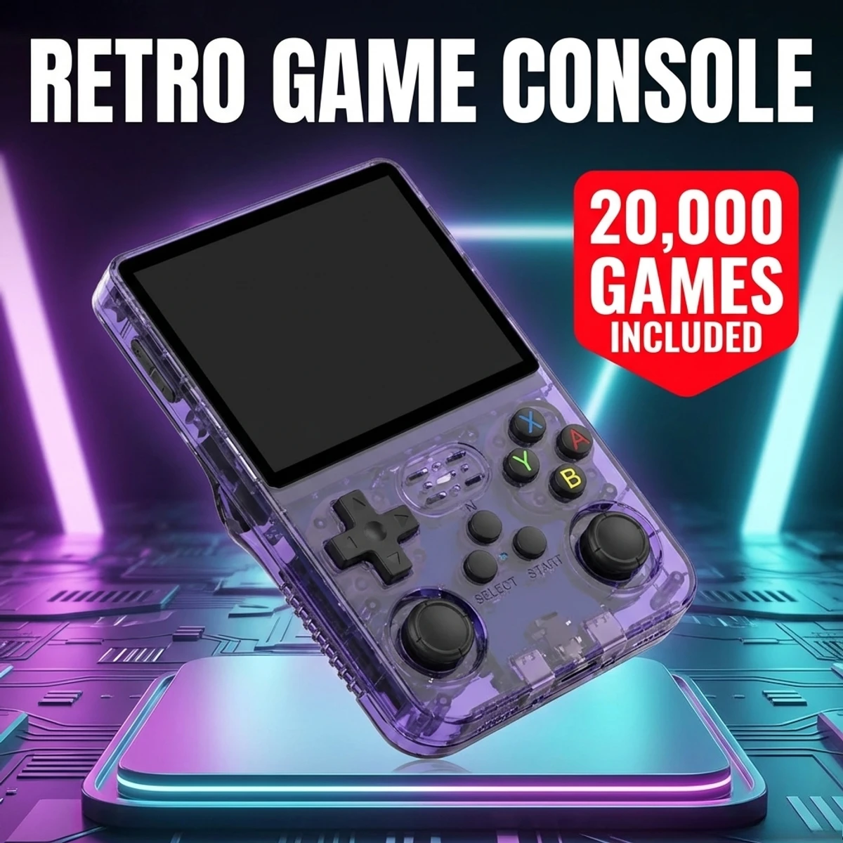 

Портативная игровая консоль R36S Retro с 3,5-дюймовым IPS-экраном, 64 ГБ предустановленных классических игр, для детей