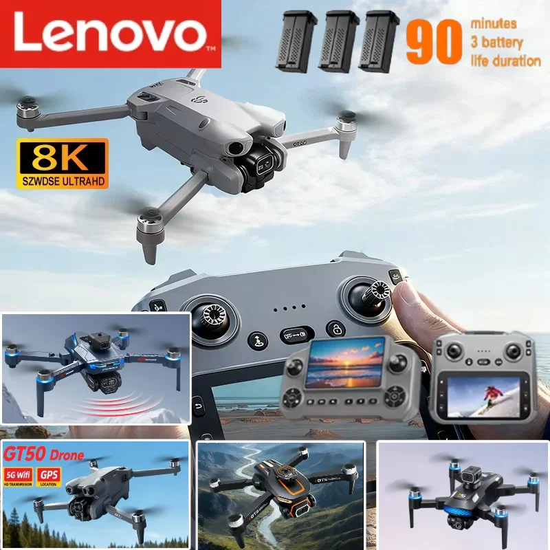 

Дрон Lenovo 8K GT8 GT50 GT5 M6 с Wi-Fi, дистанционным управлением, обходом препятствий, двойной FPV, мини-квадрокоптер-игрушка