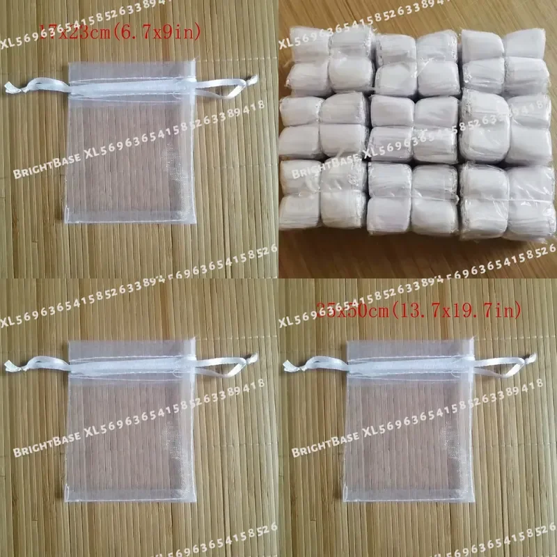 100pcs White Drawstring Organza Bags Small Pouches for Jewelry Packaging Christmas Wedding Gift Bags Wholesale