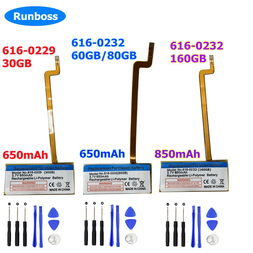 616-0229 616-0232 Battery For iPod 5th Video 60GB 80GB 120GB 6th 7th gen Classic Thick 160GB 30GB A1238 for ipod 5/5.5 gen 30 gb