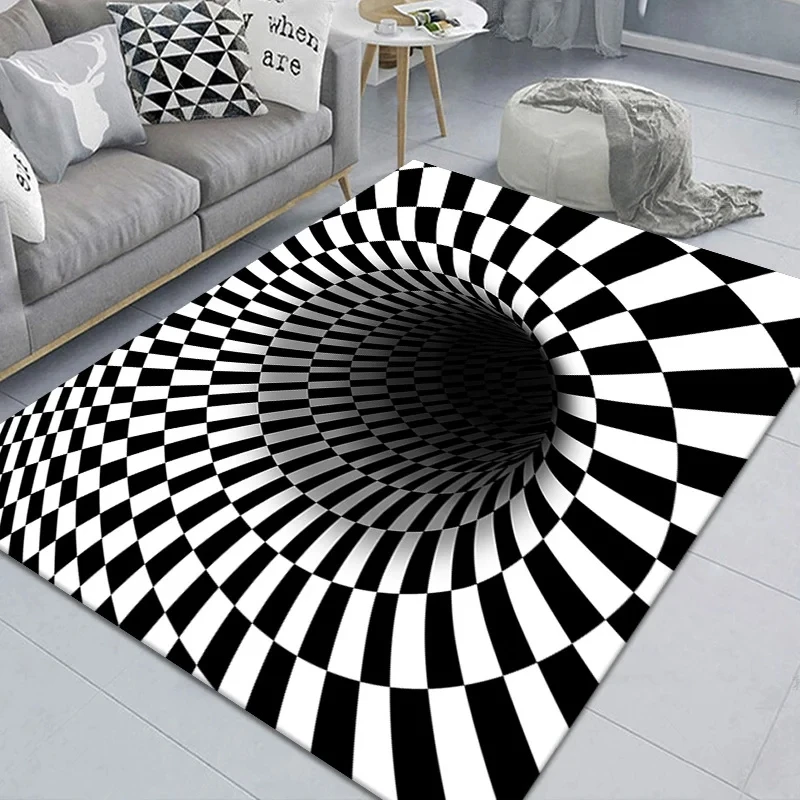 1Pc Striped Pattern Anti-slip Door Mat Modern Polyester Indoor Outdoor Rug For Home Decor 3D Vortex Illusion Carpet Floor Mats