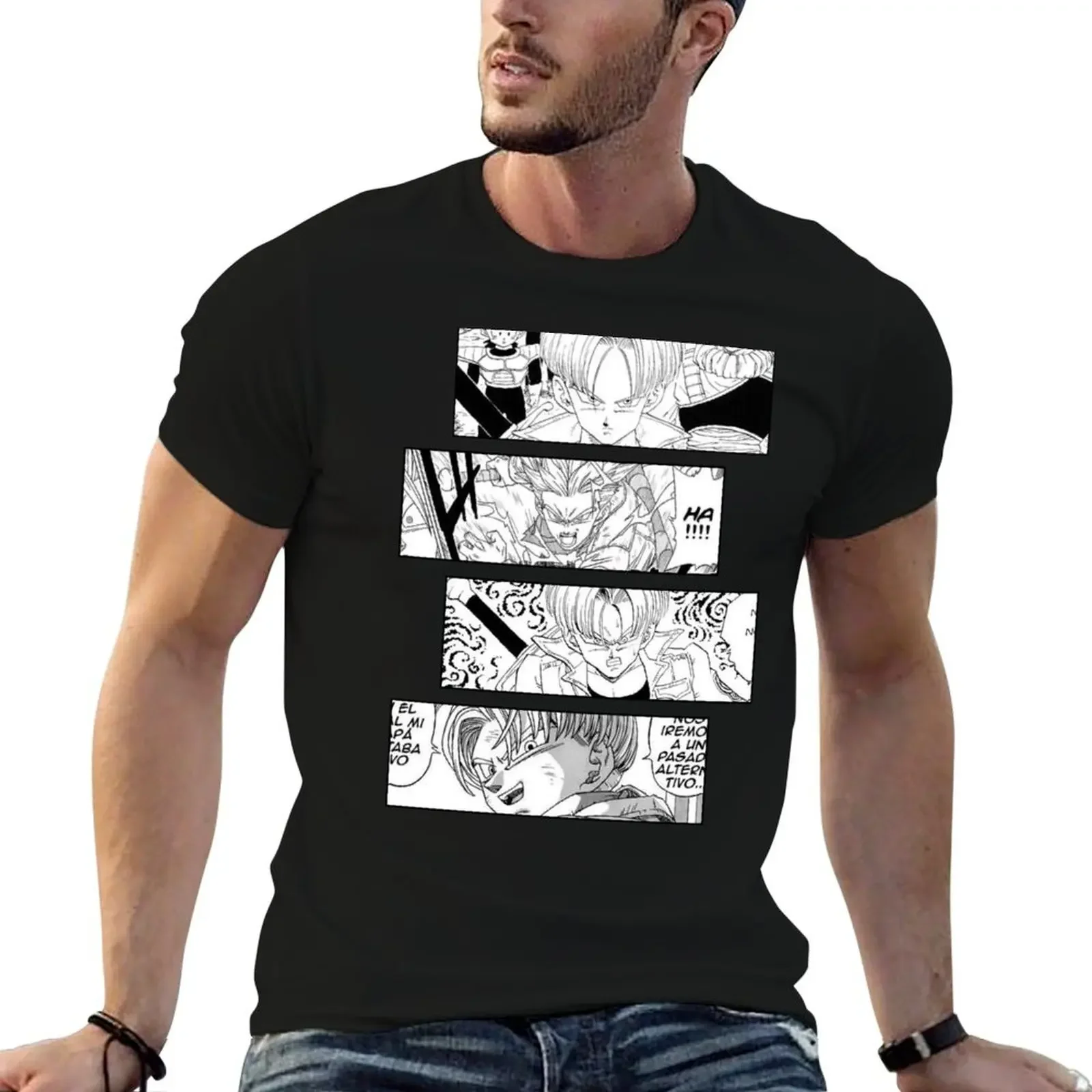 Trunks Manga Stripe Design T-Shirt summer tops sweat vintage anime shirt outfits for men