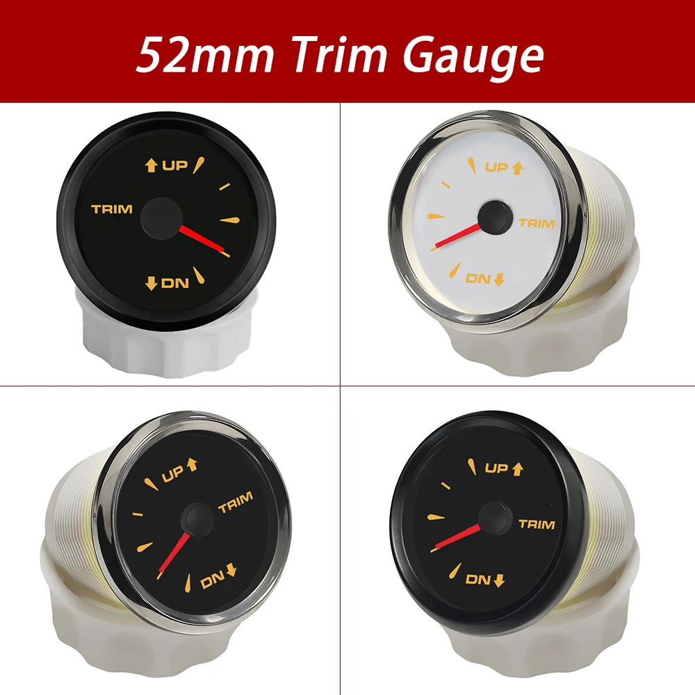 

Newest Marine 52mm Trim Gauge Meter Inboard Outboard Engine 0-190ohm Signal with 8 Colors Backlight for Boat Yacht Ship 12V 24V