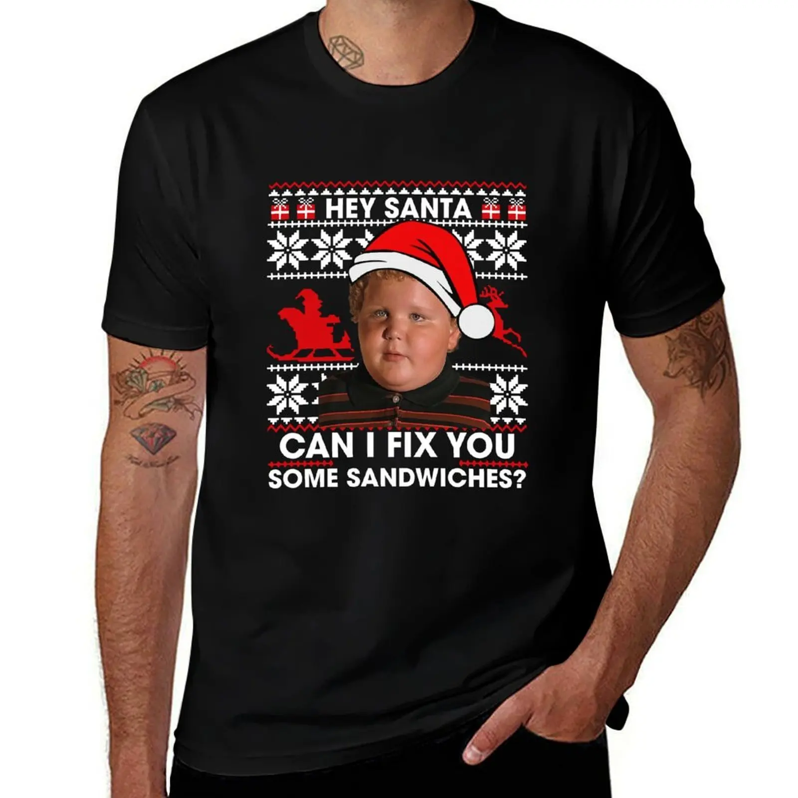 Hey Santa Can I Fix You Some Sandwiches. T-Shirt Big Size Crew Neck T-Shirt
