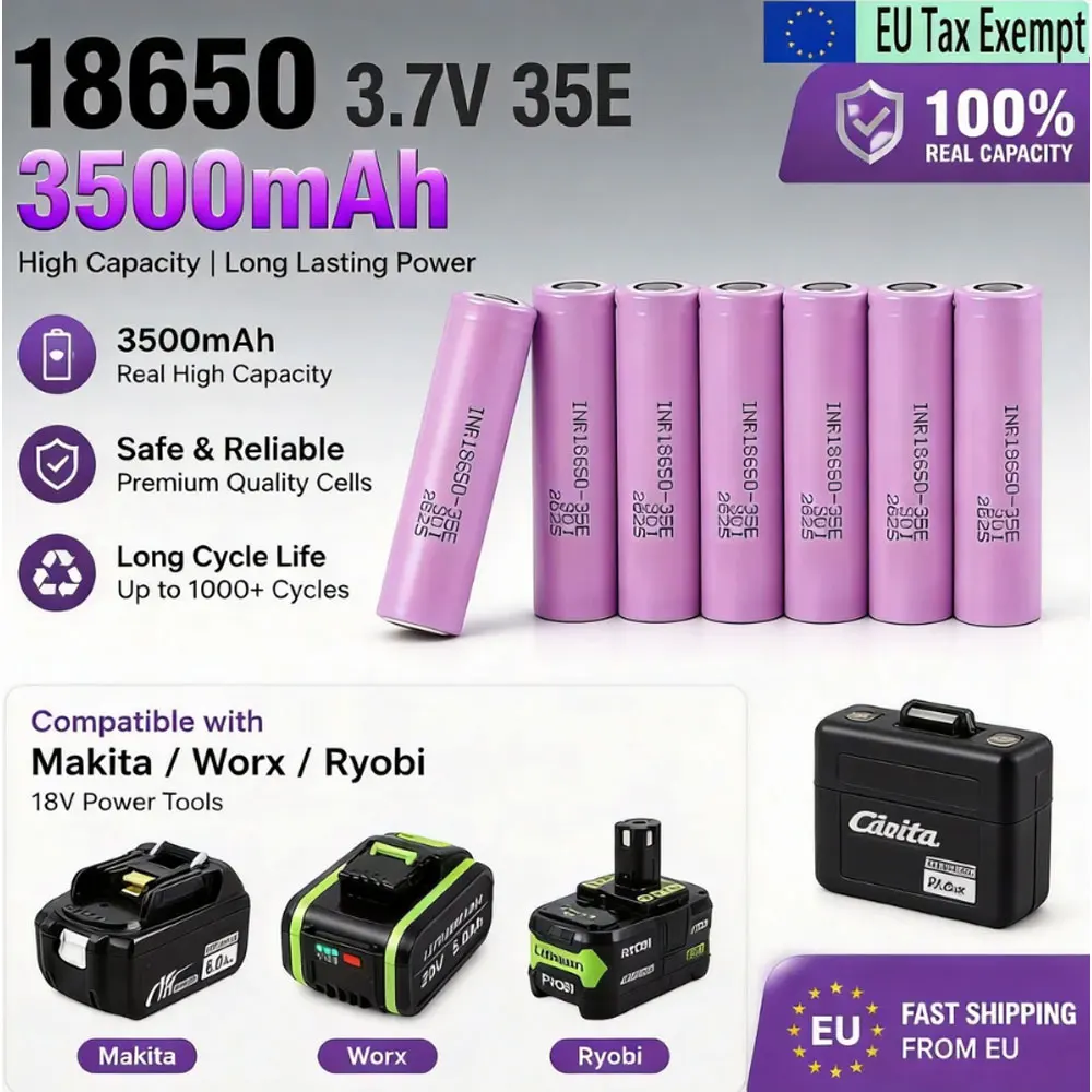 INR18650 Ersatzakku 3,7V 3500mAh Wiederaufladbarer Akku für kompatible Geräte