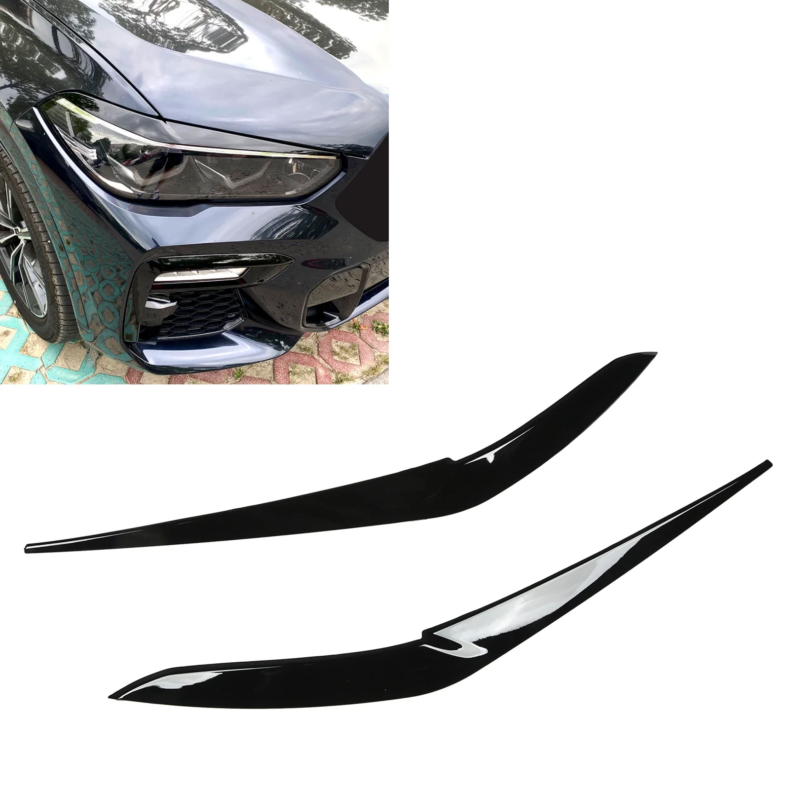 

1 Pair of Headlight Eyebrow Scratch-Resistant UV-Resistant ABS Headlamp Eyelid for BMW X5 G05 2018-2022 X6 G06 2019-2022