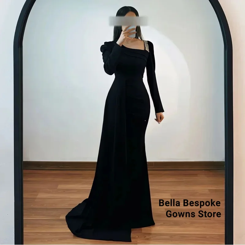 

Customized Elegant Black Prom Gown Women's V Neck Beaded Party Evening Dress Floor Length Special Occasion Dresses 2025