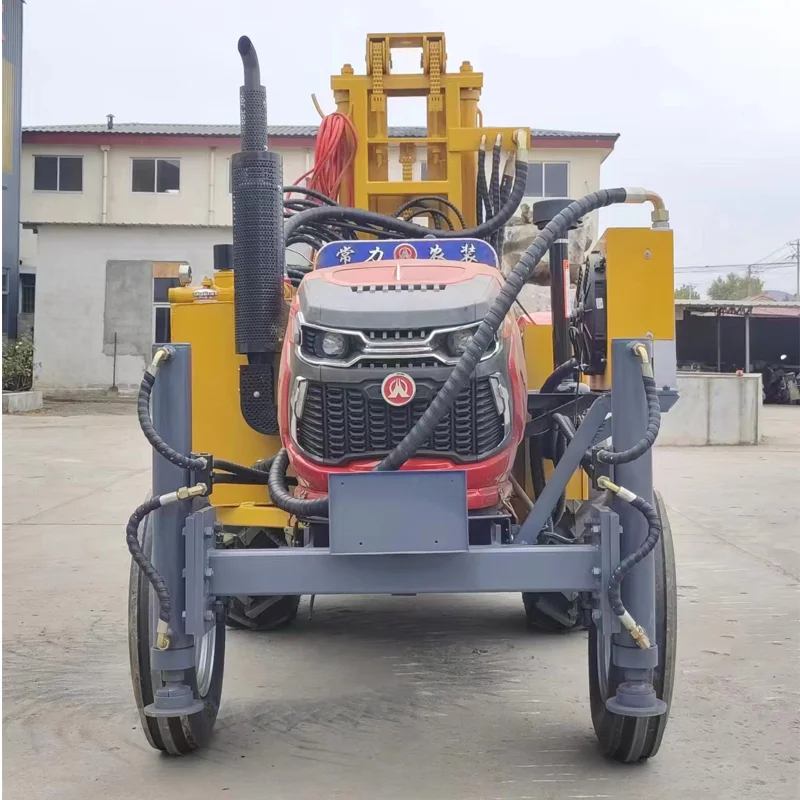 أربع عجلات 36HP جرار محرك الديزل المحمول آلة حفر آبار المياه الهيدروليكية 100 متر 200 متر جهاز حفر آبار المياه الهيدروليكية