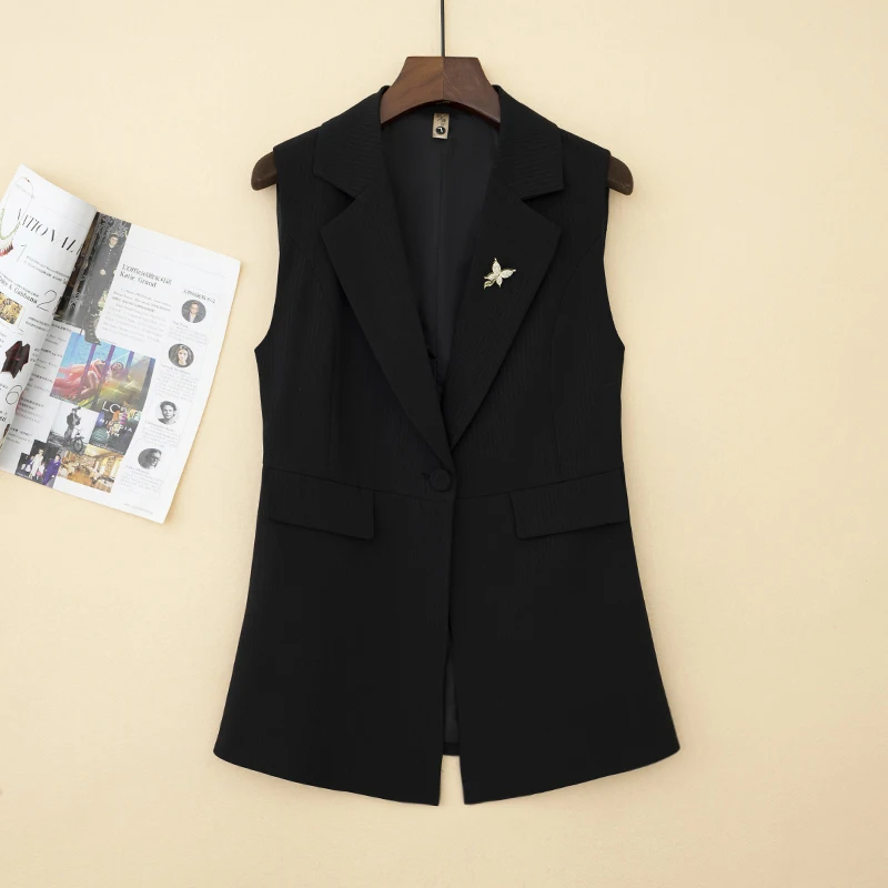 

Женский костюм в полоску Bla, жилет средней длины, весна-осень, новый утягивающий костюм, универсальная застежка на одной пуговице