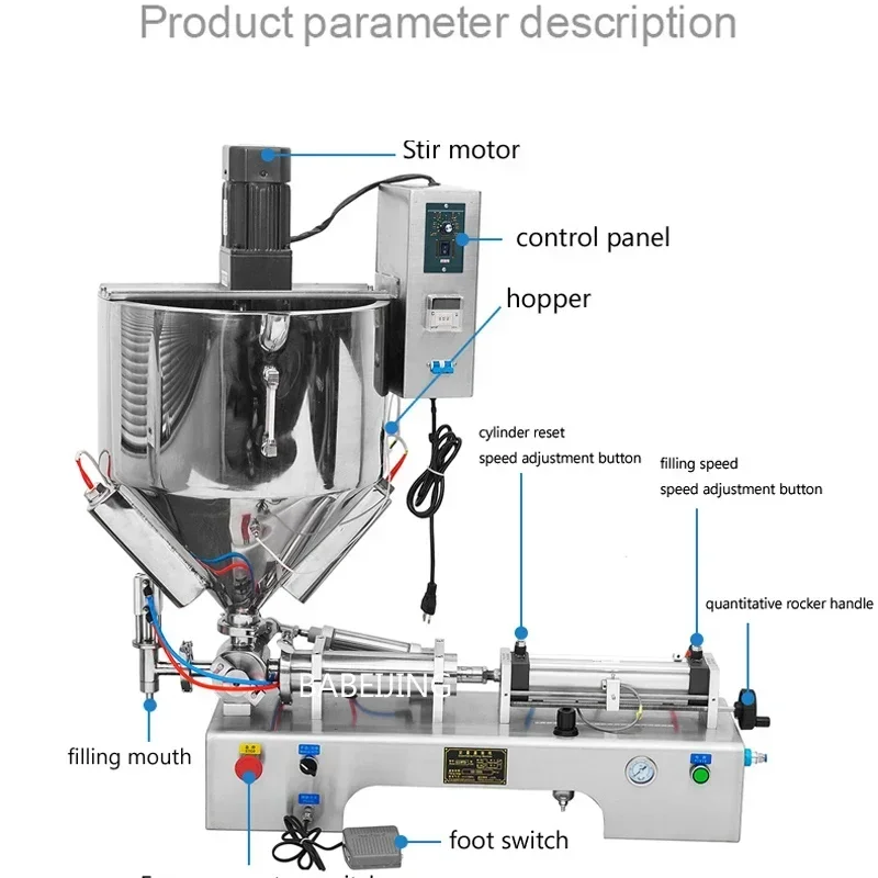 PBOBP Single Head Paste Filling Machine Stainless Steel Control Heating And Stirring Type Filling Machine Liquid Paste Filler