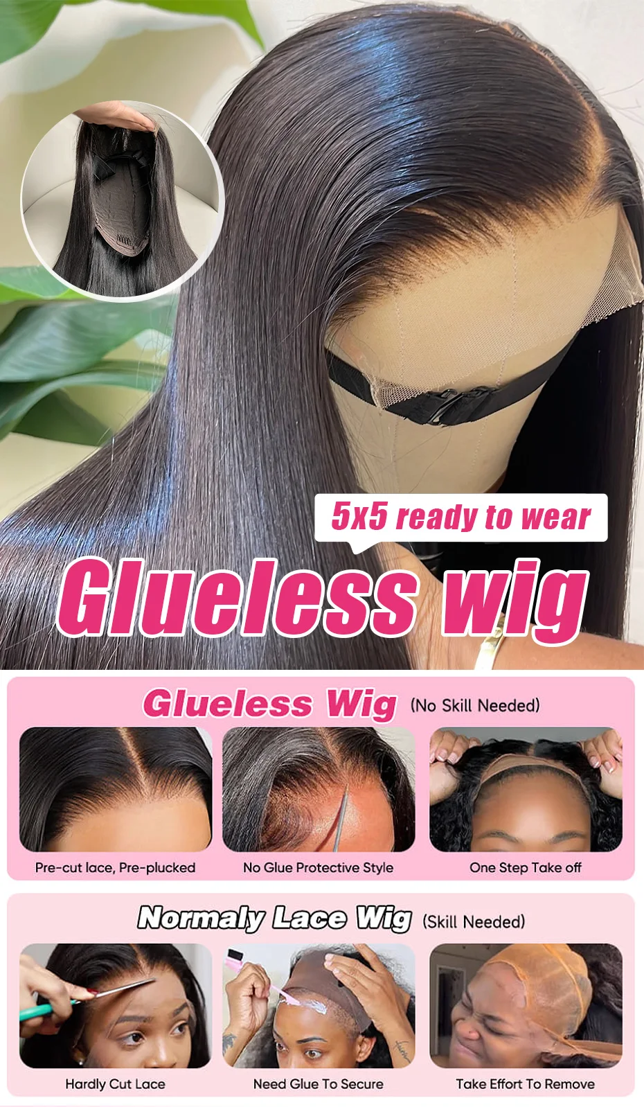 5x5 2x6 Ready to Go Glueless Wig 100% Human Hair Wig Raw Vietnamese 13x4 13x6 Transparent Lace Frontal Bob Wig 15A Bone Straight
