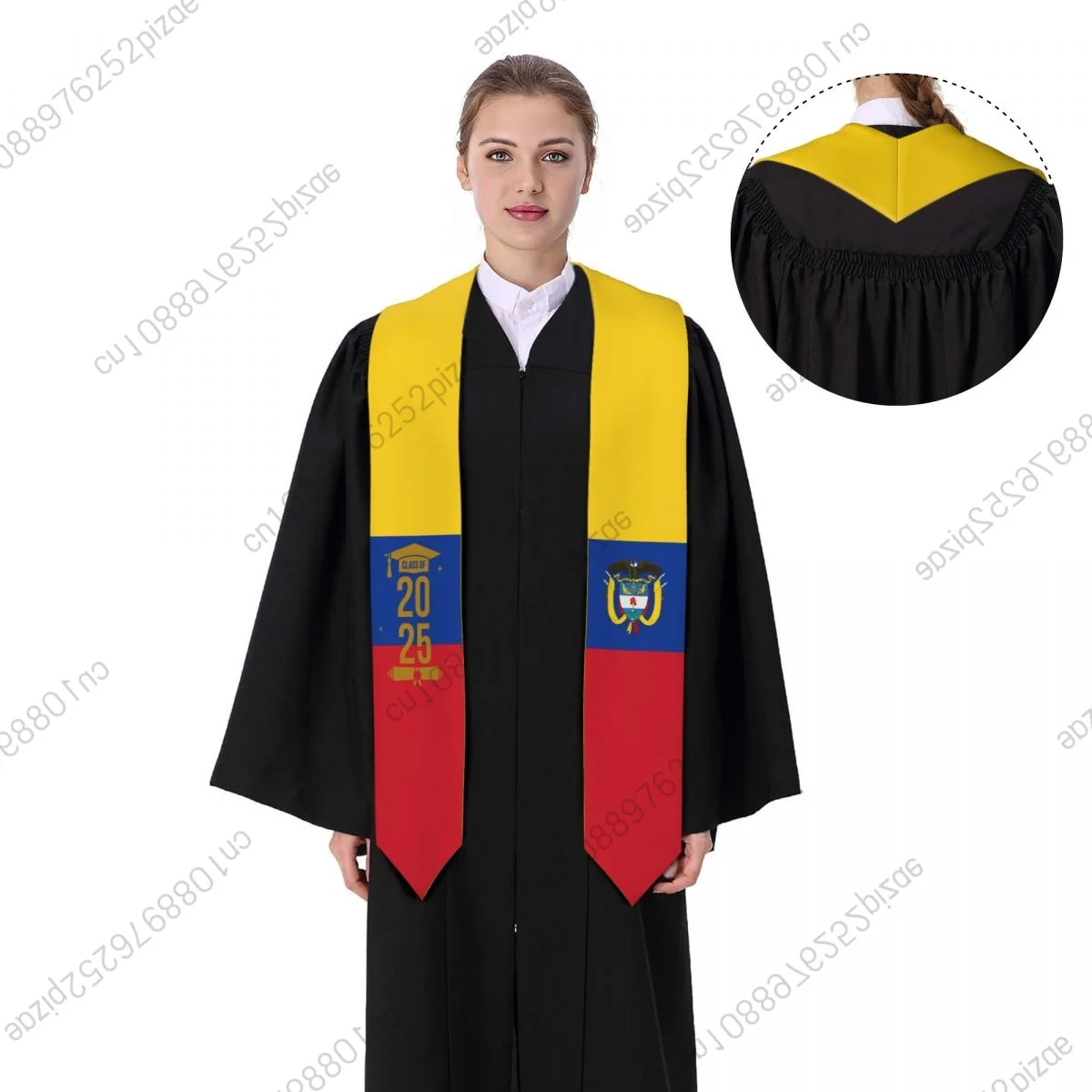 

New Colombia Flag Class Of 2025 183*13CM Graduation Stole Sash Scarf For International Students Proud