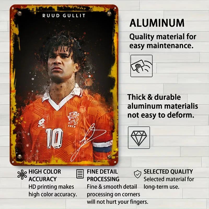 Ruud Gullit تسجيل الرياضة ملصق جدار الفن جدارية مخصصة معدن القصدير علامات ل جدار الفن الديكور لوحة معدنية خمر عناصر ديكور المنزل #4