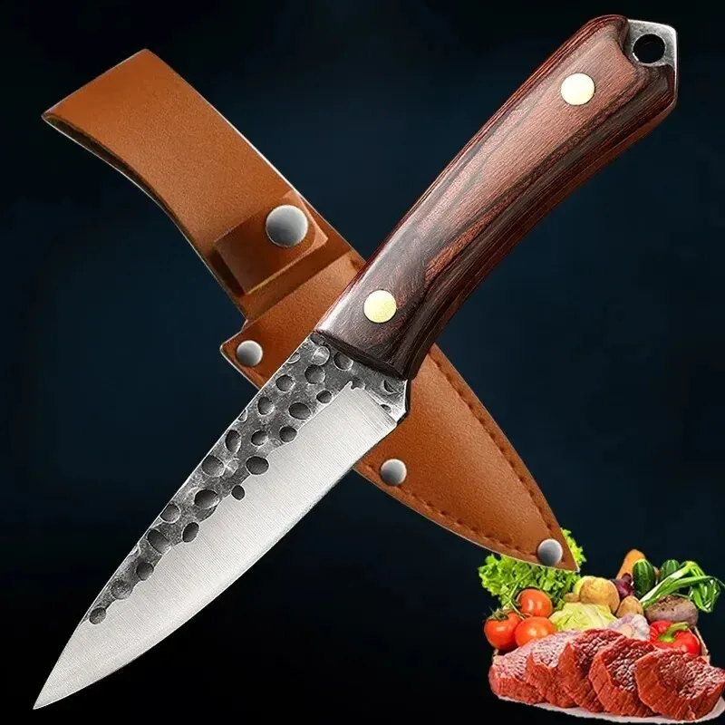 Meat Cleaver Boning Knife Forging Stainless Steel Wooden Handle Kitchen Knife Utility Fish Boning Knife Cooking Tools