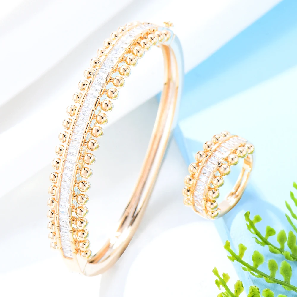 

Kellybola BOHO Sparkly Trendy Stackable Princess Bangle Ring Set For Women Full Micro Cubic Zircon Wedding Saudi Arabic 2021