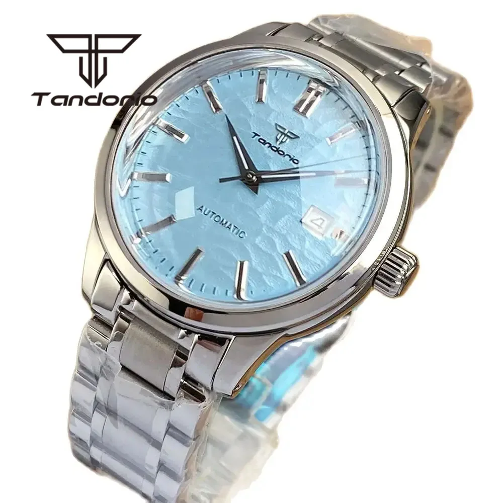 

Tandorio Stainless Steel NH35 Dive Automatic Men's Watch Double Domed Sapphire Crystal Luminous 40mm 20bar Mechanical Wristwatch