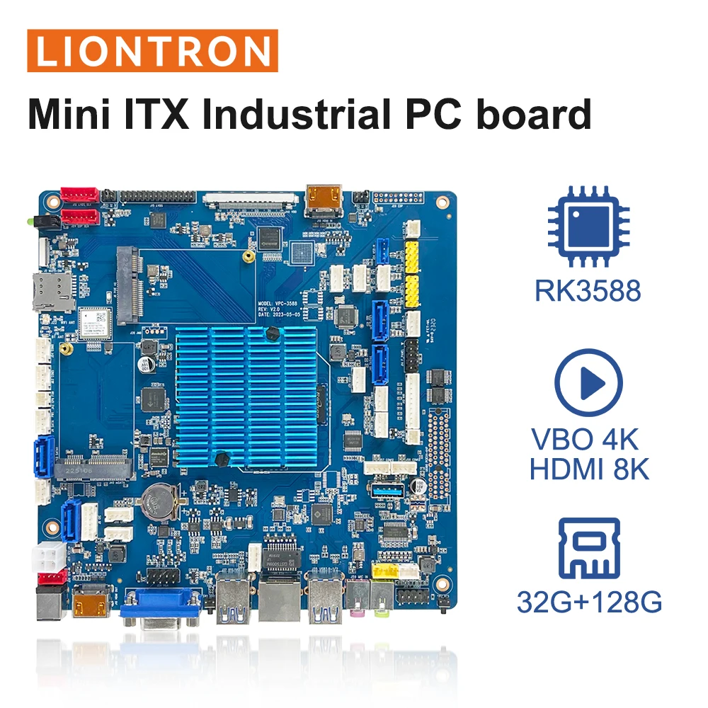 Liontron rockchip rk3588 processador linux diy placa-mãe android vbo 4k hdmi 8k itx mini pc x86 computador industrial