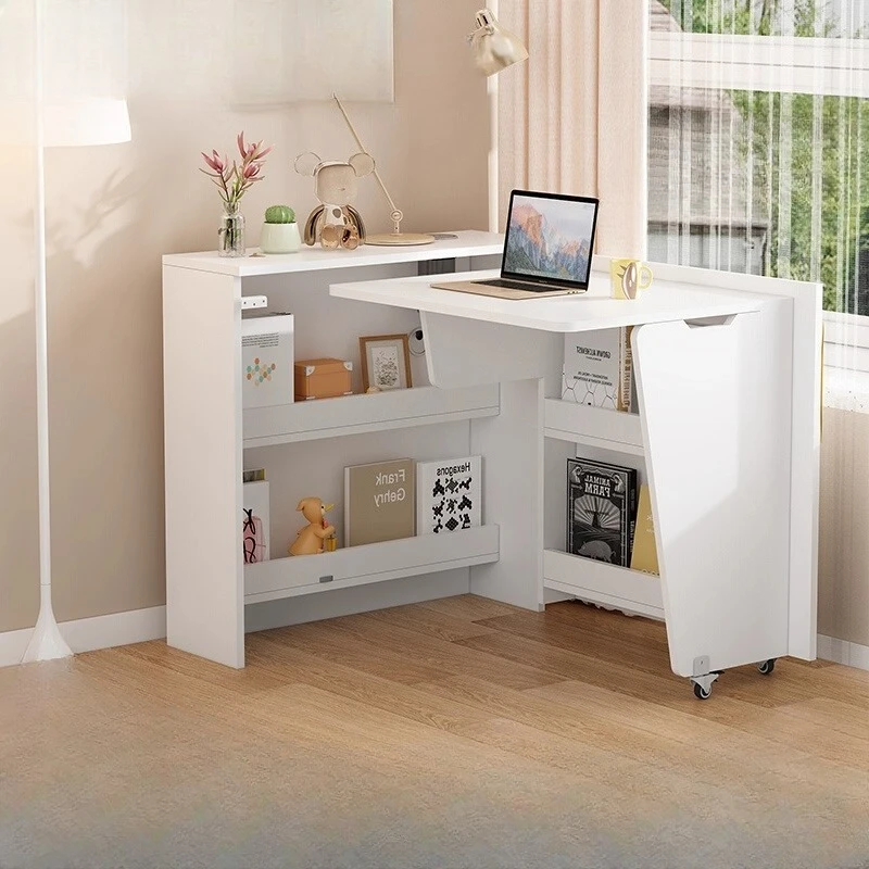 

Cream wind corner folding table desk desk home computer desk storage cabinet integrated narrow cabinet dressing table small apar