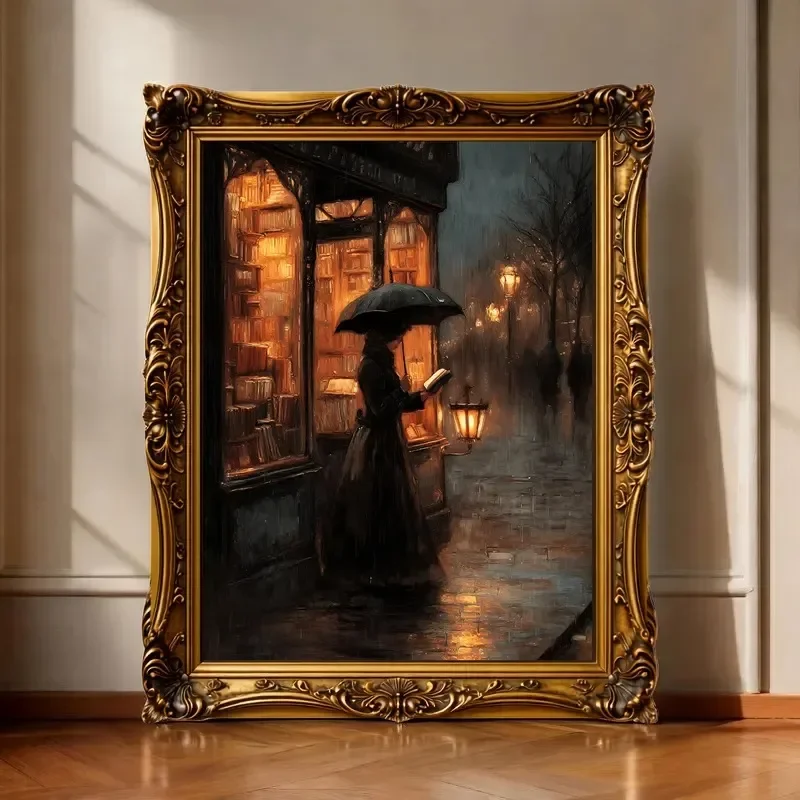 Dark Moody Vintage Fantasy Wall Art Canvas Print Scene London City Landscape Retro Oil Painting Poster Living Room Home Decor