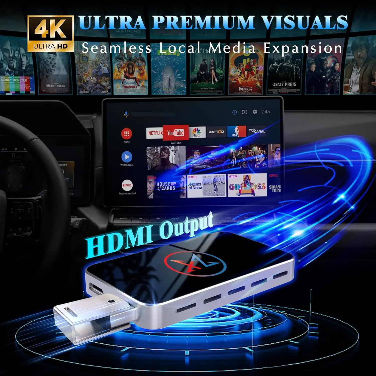 Adaptor CarPlay Nirkabel untuk iPhone, Kotak AI 3 in 1 Mendukung Apple CarPlay Kabel ke Nirkabel OEM, Android Auto·Penjualan Terlaris