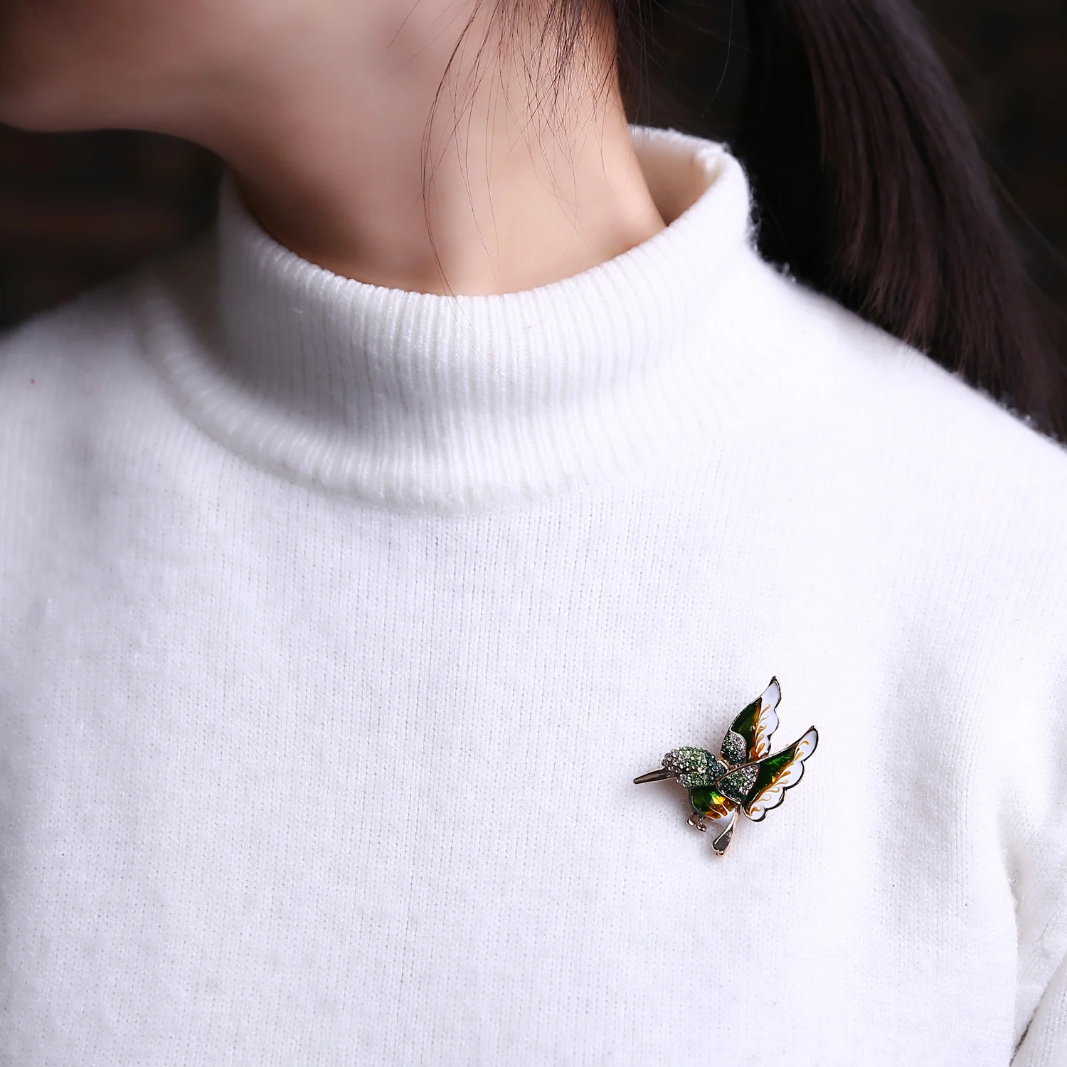 Rinhoo Voll Strass Flying Vögel Brosche für Frauen Lebendige Vogel Schlenker Runde Perlen Tier Revers Pins Hummingbird Abzeichen Corsage – Detail 39