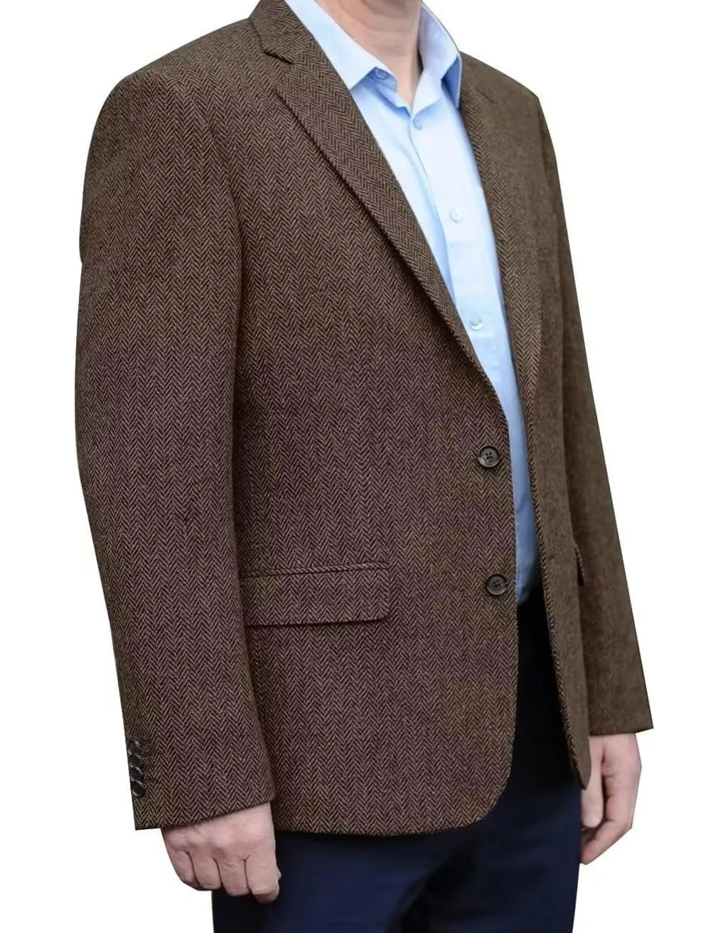 Premium Men's Suit Brown Blazer Prom Tuxedos Herringbone Tweed Single Breasted Formal Bussiness Jacket for Wedding（Only Coat）