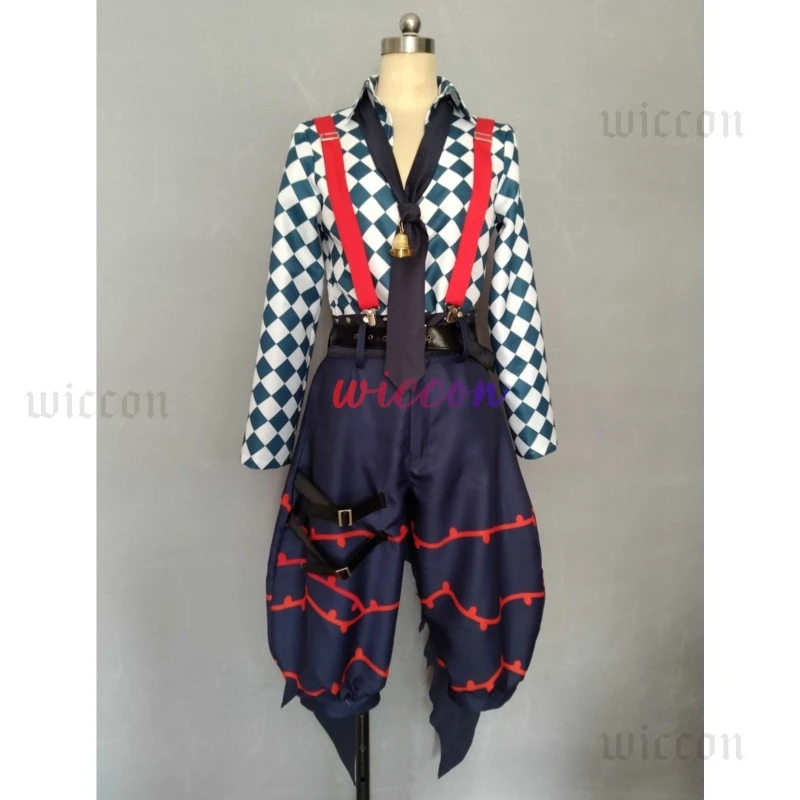 لعبة الشيطان بتلر لاتو باكا أزياء تنكرية لاتو موحدة مع جرس 1 متر شعر مستعار ملابس لعب الأدوار كرنفال الهالوين للرجال