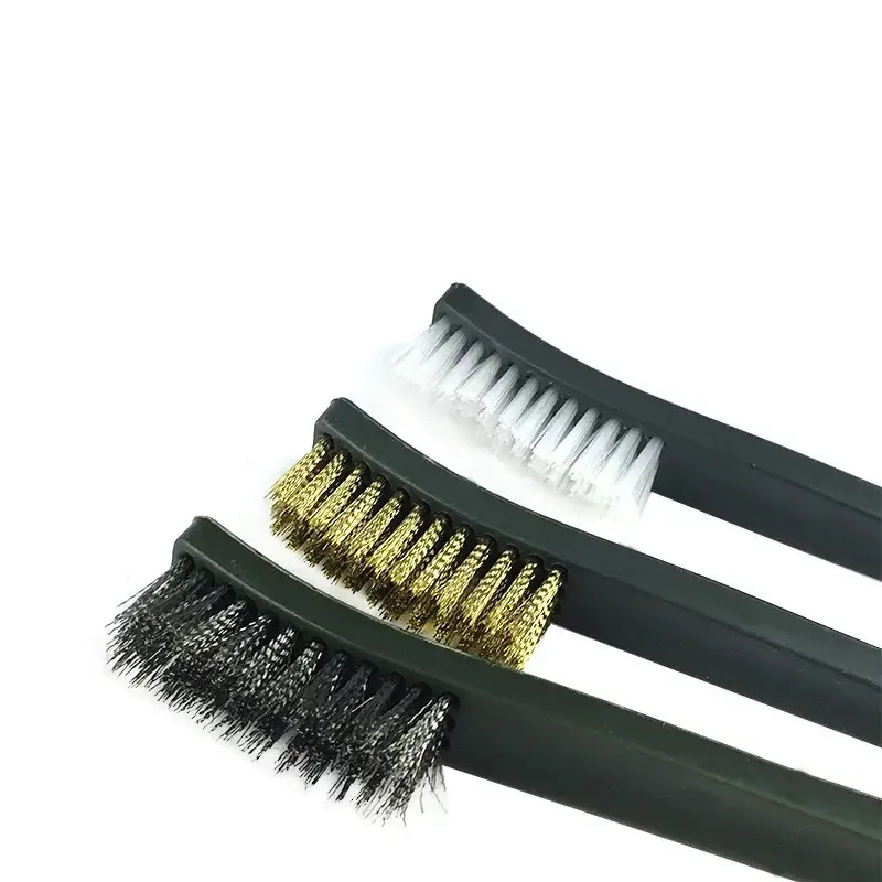 3PCS Dual Head Wire Brush Set Steel Metal Brass Nylon car Cleaning Polishing Rust Brush Metal Cleaning Brush Tool window cleaner