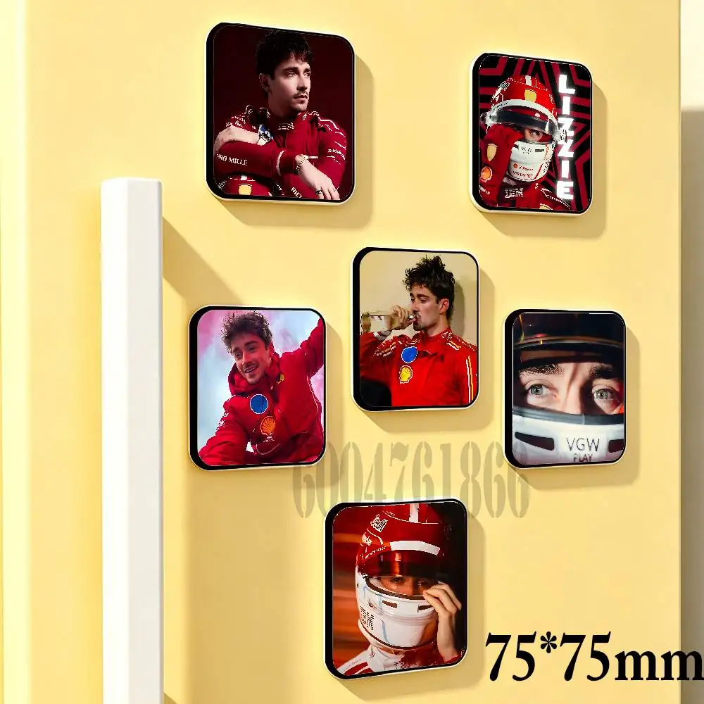 C-Charles Leclerc 75mm Square Cute Fridge Magnet Refrigerator Magnet Apartment Decor Gift For Friends Collection