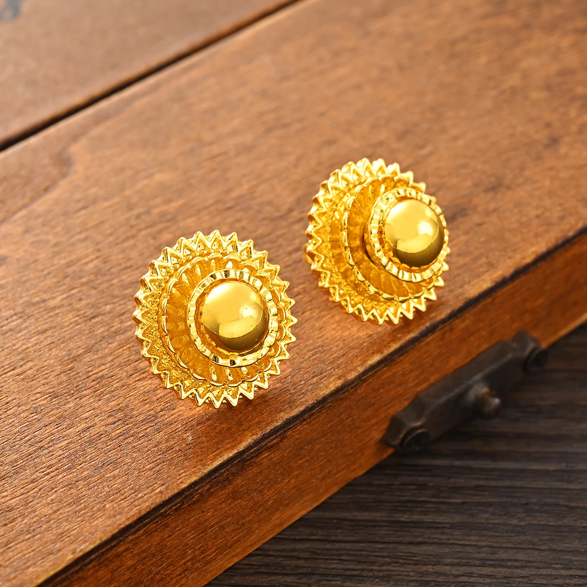 2 Small Stud Earrings With Rhinestone Ethiopian Eritrean African Jewelry Girls for Lady