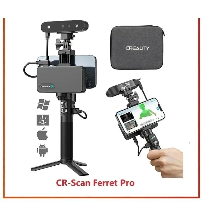 New! CR-Scan Ferret Pro Portable Handheld 3D Scanner Anti-shake Tracking 0.1mm Accuracy Dual Mode Quick Scanning