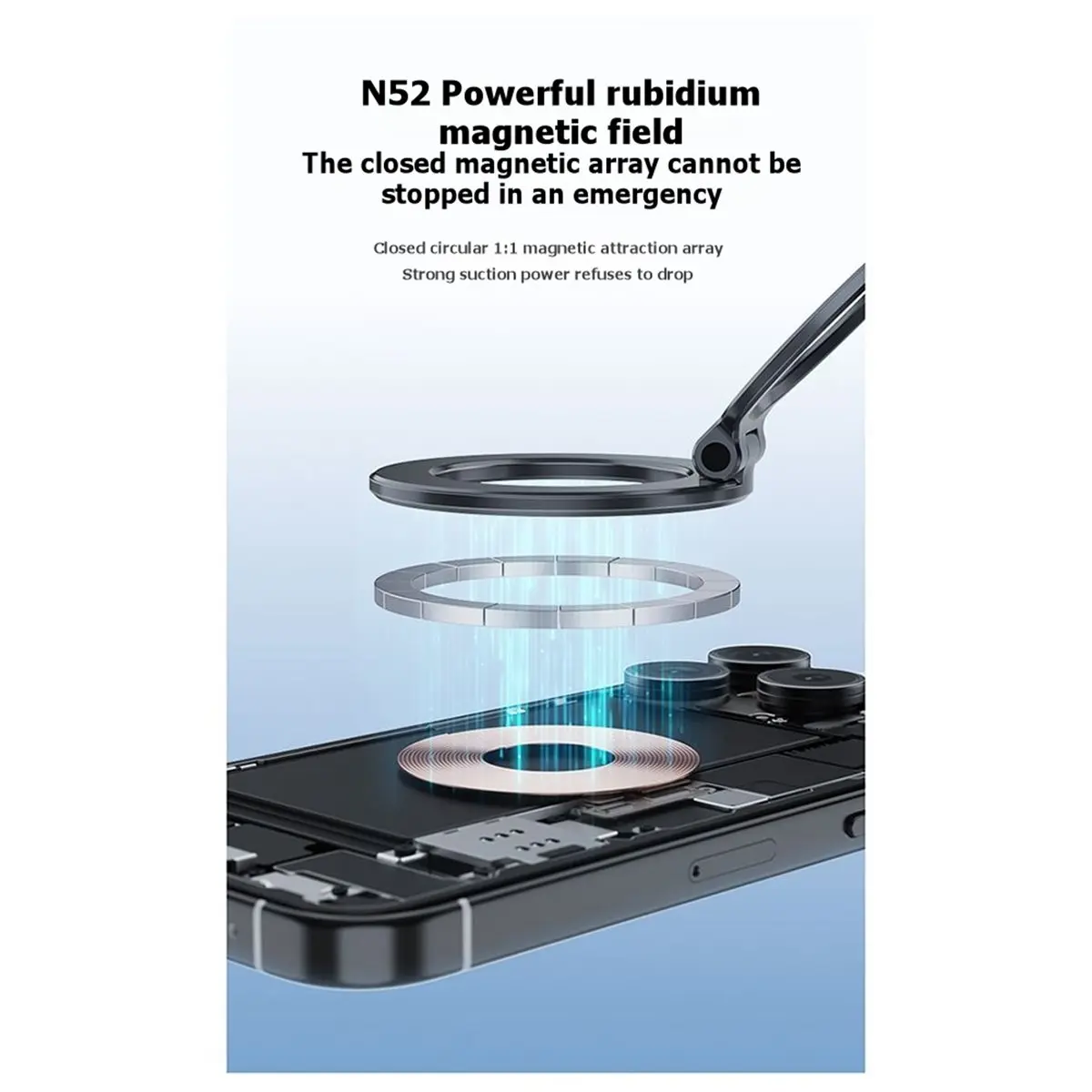 A86G NEW Magnetic Car Phone Holder 360° Adjustable Vacuum Suction Bracket Foldable Strong Suction Stand for All Smartphones