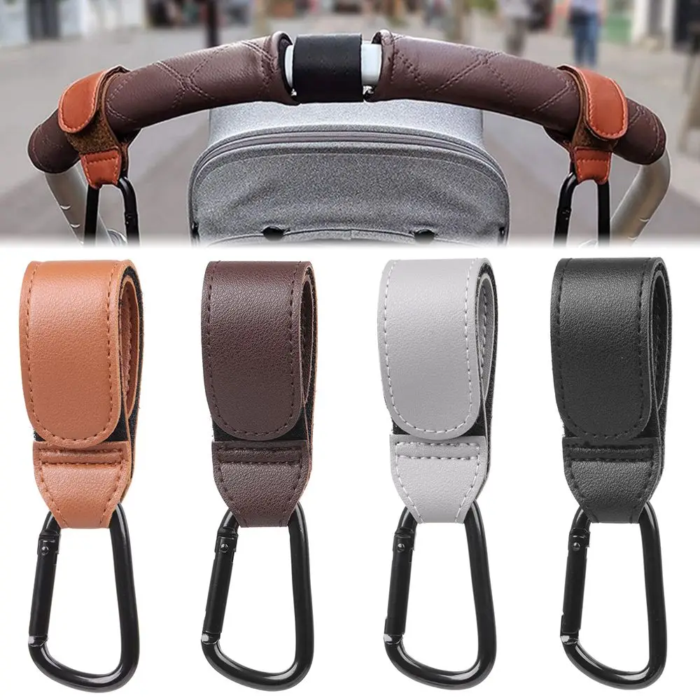 1/2pcs Convenient Multi Purpose PU Leather Pram Hook Stroller Accessories Hanging Hook Stroller Hook