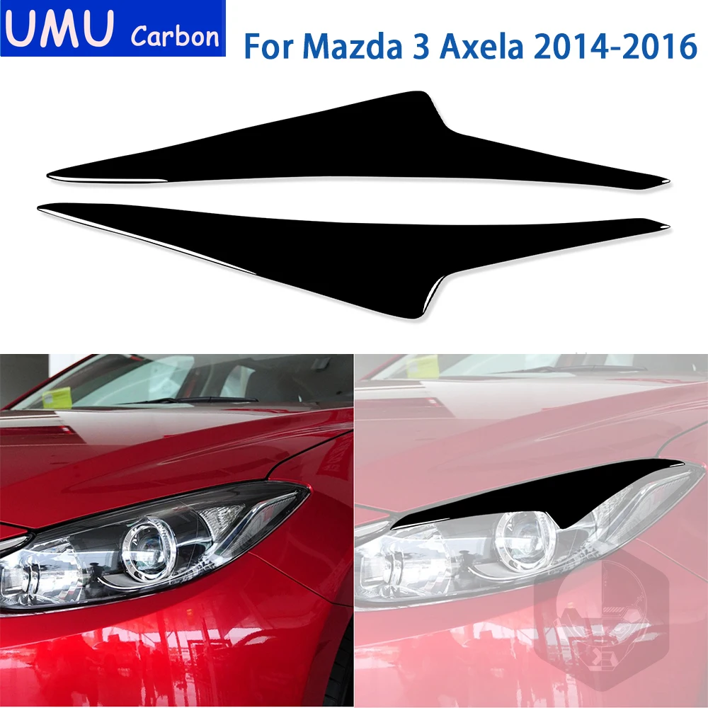 

For Mazda 3 Axela 2014 2015 2016 Accessories Car Black Plastic Exterior Lamp Eyebrow Trim Sticker Decoration