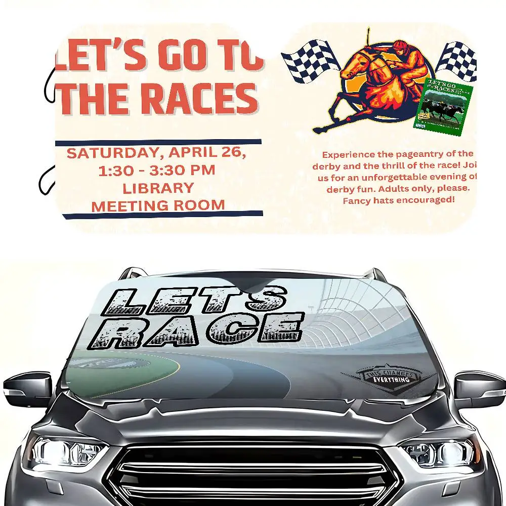 

Let S Go Race Car Sun Shade Windshield Shocked Car Front Window Sunshades Cover Keep Vehicle Cool UV