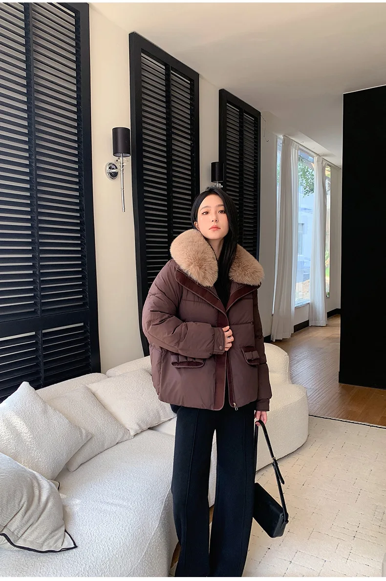 Simple Faux Fur Collar Padded Parka Women Thick Warm Winter Puffer Jacket 2026 Ladies Office Wear Casual Solid Zipper Outerwear