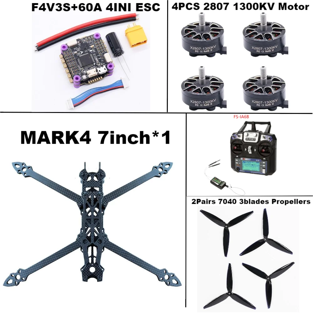 MARK4 7-calowy HD F4V3S/F4V3S PLUS sterowanie lotem 45/60A 4INI ESC stojak Drone FPV z włókna węglowego PV wyścigi Drone Quadcopter Freestyle