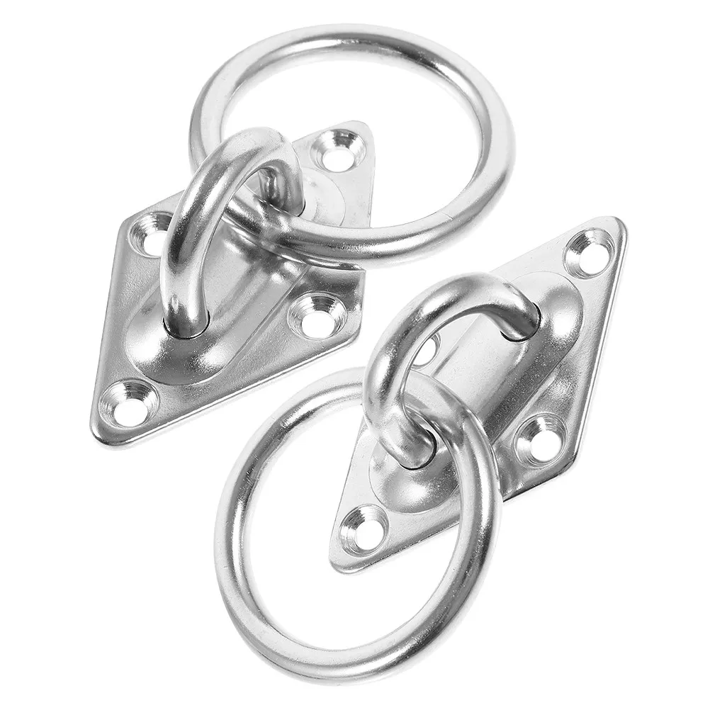 2Pcs Stainless Steel Truck Trailer Pull Tab O Rings Heavy Duty Truck Bed Tie Down Anchors Trailer Mounting Hook Bracket