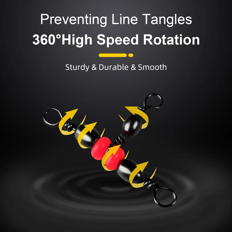100pcs/Set Fishing Connector Three Way Barrel Swivel Snap Ring With Beads For Fishhook Lure Line Fishing Accessories image 3