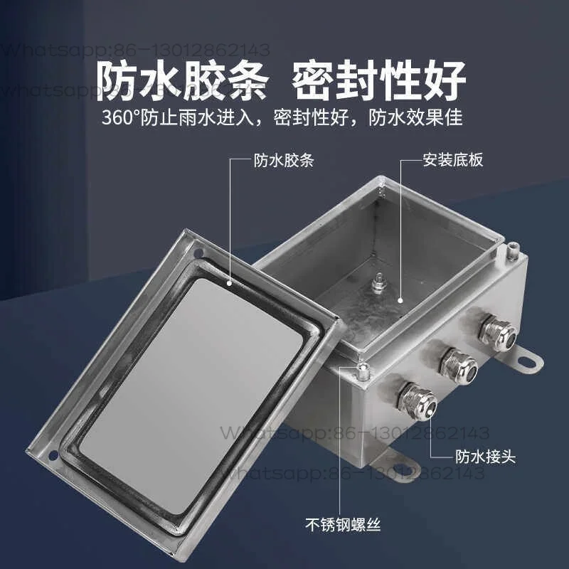 304 stainless steel waterproof box outdoor rainproof terminal box outdoor sealed power distribution control box
