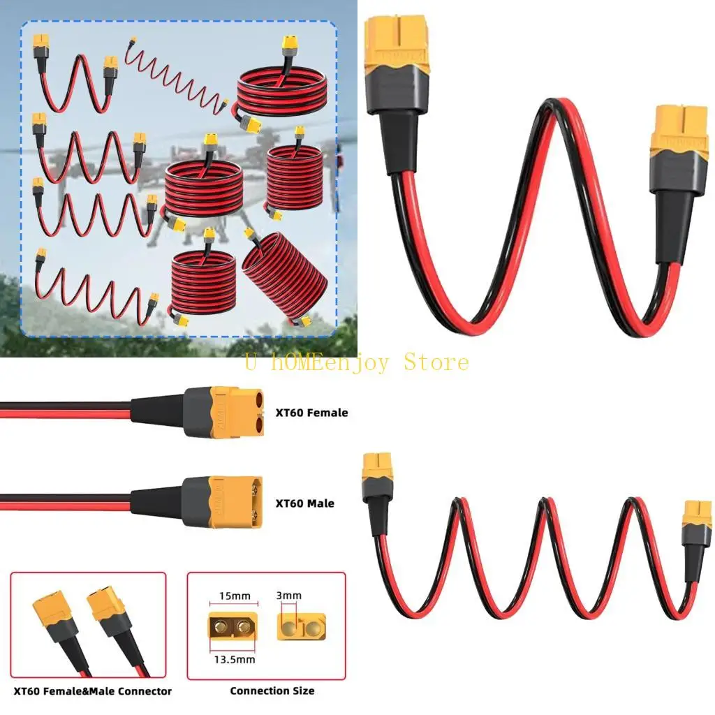 B0KF XT60 Extension Cable Female to Female Connectors Suitable for Remote Models and Solar Energy Projects