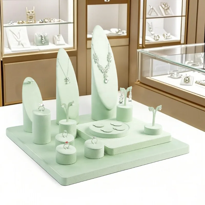 Exquisite Jewelry Showcase Rack Necklace Jewellery Displays Stand Desktop Counter Rings Show Shelf Eardrop Live Pictures Props