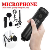 Professional BM800 Condenser Microphone Anchor Mic Karaoke PC Computer Recording Stand Live Broadcast Microphones Set